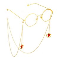 Gold-colored metal non-slip chain, with crown and crystal, for glasses and masks GL704