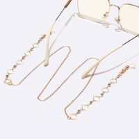 Gold-colored metal non-slip chain, with square and transparent rhinestone, for glasses and masks GL1609