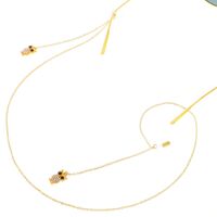 Gold-colored metal non-slip chain, with pendant owl and rhinestone, for glasses and masks GL253