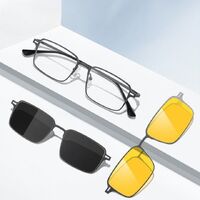 Оправа металлическая с защитой от синего света + 2 магнитные солнцезащитные насадки (клипон) 7601-GT