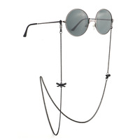 Black-colored metal non-slip chain, with pendant bow, for glasses and masks GL888