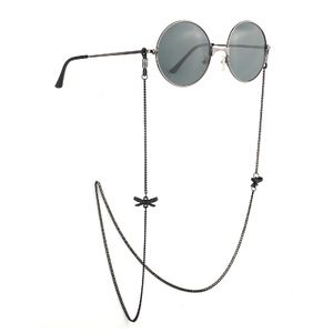 Металлическая нескользящая цепочка черного цвета, с бантом, для очков и масок GL888