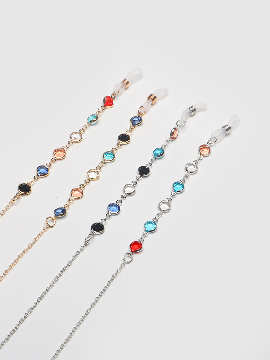 Цепочка для очков с жемчугом, комплект из двух штук, золотая и серебряная GM037