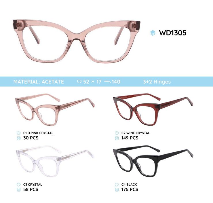 Plastic acetate eyeglasses frame with spring hinges WD1305
