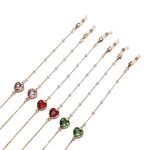 Металлическая нескользящая цепочка золотого цвета, с сердцем из кристалла и жемчугом, для очков и масок GL1503