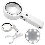 Folding magnifier with universal backlight, magnifying glass with handle 75RC-XX-1, diameter 75 mm, magnification: 5Х, 11Х