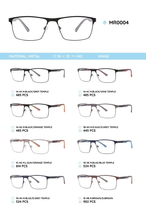 Metal frame with temples made of TR-90 material MR0004