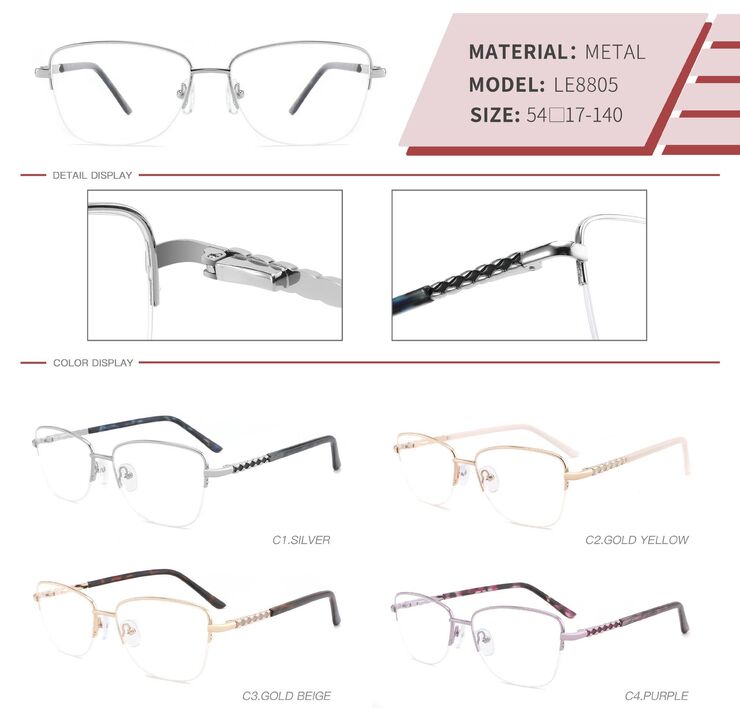 Оправа металлическая полуободковая с флексом LE8805-DA