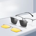 Оправа металлическая с защитой от синего света + 2 магнитные солнцезащитные насадки (клипон) 7652-GT