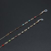 Gold-colored metal non-slip chain, with colorful rhinestones, for glasses and masks GL630