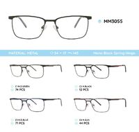 Metal men's frame for glasses with spring hinges MM3055