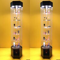 Acrylic floor rotating display stand for glasses, frames, cases and accessories 16006-35, size 160 * 35 * 30 cm