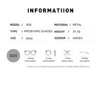 Metal eyeglasses for reading JY1818 with Blue ray cut protection, from +1.00 to +4.00, PD62-64