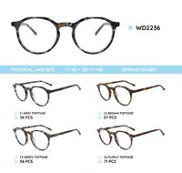 Plastic acetate eyeglasses frame with spring hinges WD2236