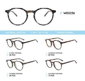 Plastic acetate eyeglasses frame with spring hinges WD2236