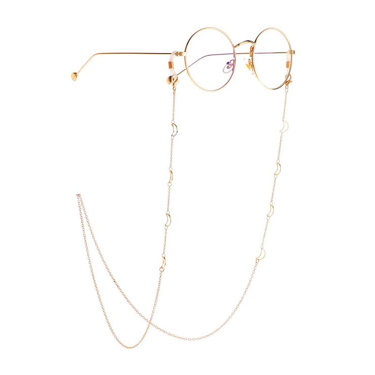 Gold-colored metal non-slip chain, with moon, for glasses and masks GL971