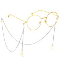 Silver-colored metal non-slip chain, with pendant opal moon, for glasses and masks GS023