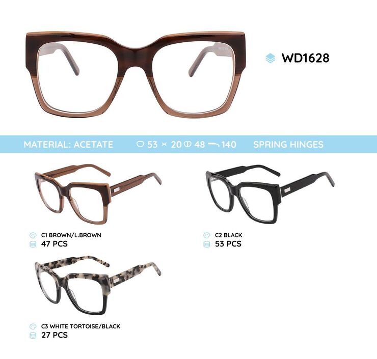 Plastic acetate eyeglasses frame with spring hinges WD1628