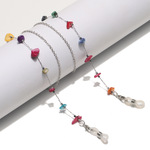 Цепочка для очков из нержавеющей стали с разноцветными натуральными камнями GS061