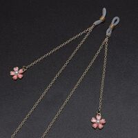 Gold-colored metal non-slip chain, with a flower and pearls, for glasses and masks GL564