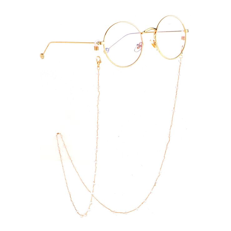 Gold-colored metal non-slip chain, with transparent crystal, for glasses and masks GL904