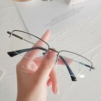 Очки металлические полуободковые для дали V6039 с защитой Blue ray cut и с заушниками с памятью, диоптрии от 0.00 до -6.00, РМЦ=62-64