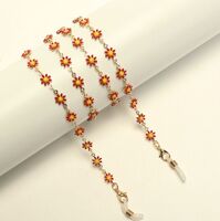 Металлическая нескользящая цепочка золотого цвета, с разноцветными маргаритками, для очков и масок GL1875