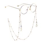 Gold-colored metal non-slip chain, with pendant wings of angel and pearl, for glasses and masks GL817