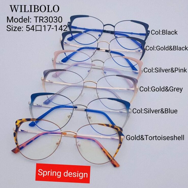 Metal +TR90 ultrathin women's frames with spring hinges Wilibolo TR3030