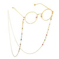 Gold-colored metal non-slip chain, with colorful rhinestones, for glasses and masks GL630
