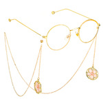 Gold-colored metal non-slip chain, with pendant flower, for glasses and masks GL638