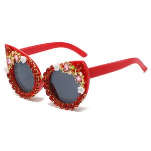 Plastic PC cat-eye sunglasses with rhinestones diamond KY50364