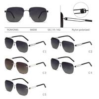 Rimless polarized metal sunglasses with nylon lenses for men Romonis R66008