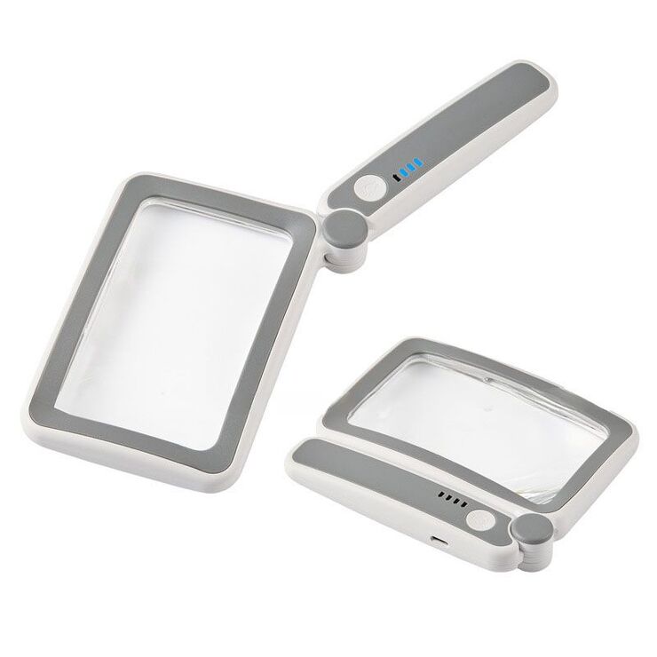 Лупа с универсальной подсветкой, увеличительное стекло с ручкой 12075-12LC, размер: 120*75 мм, увеличение: 3,5Х