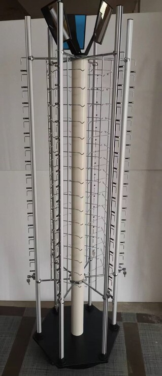 Glasses rotating floor stand with 96 slots, mirrors and locks HD707
