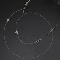 Silver-colored metal non-slip chain, with cross wirh rhinestone, for glasses and masks GL482