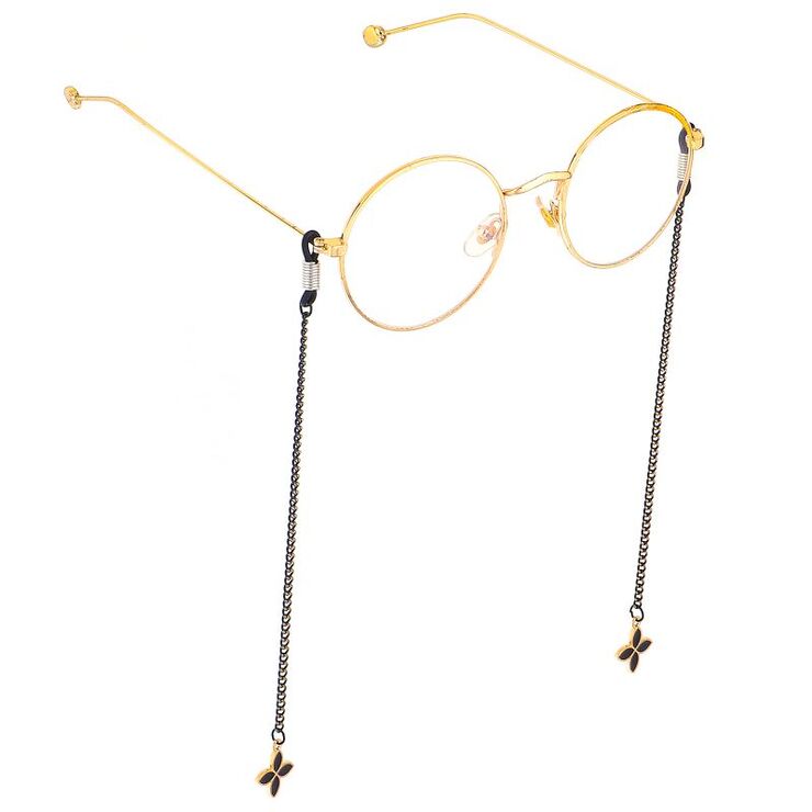 Black-colored metal non-slip chain, with a sheet, for glasses and masks GL669