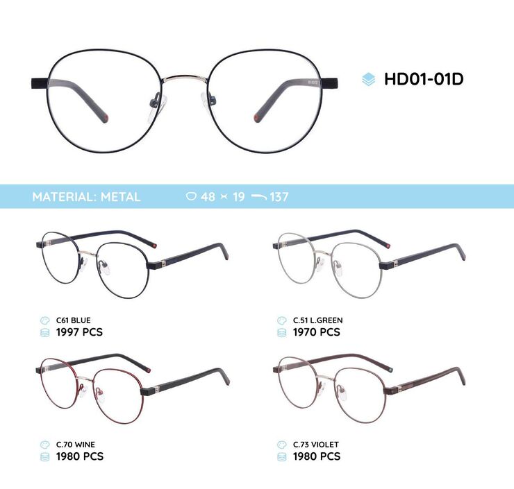 Metal frame with TR-90 temples HD01-01D