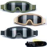 Safety shockproof tactical goggles, set with 3 lens, 战术套装-圆红-1-DX