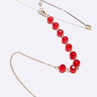 Gold-colored metal non-slip chain, with red round crystal, for glasses and masks GL1381-1