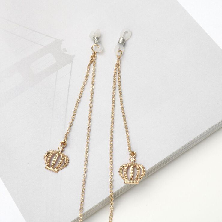 Metal non-slip chain, with gold crown, for glasses and masks GA022