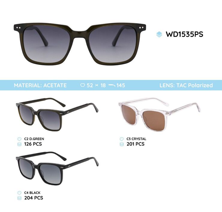 Plastic acetate frame polarized sunglasses WD1535PS
