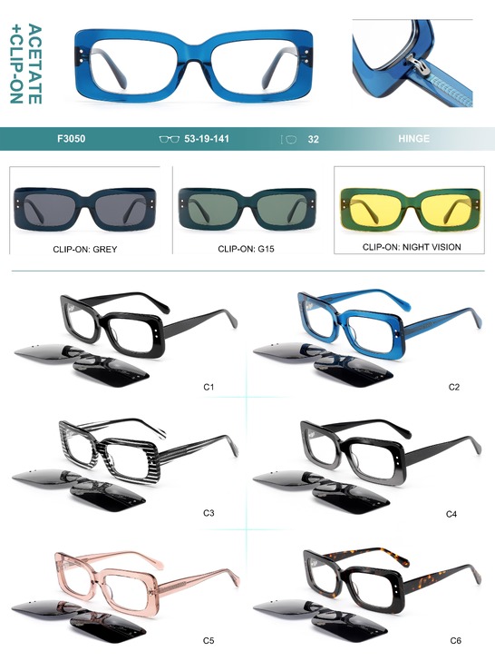 Оправа пластиковая из материала ацетат + насадка солнцезащитная (клипон) Big City F3050S