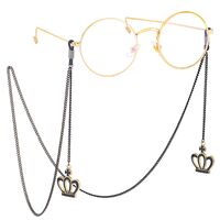 Black-colored metal non-slip chain, with pendant crown, for glasses and masks GL411