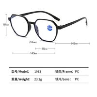 Plastic reading glasses 1933 with Blue ray cut protection, diopters from +0.00 to +4.00, RMC=62-64