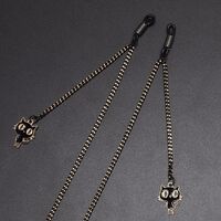 Black-colored metal non-slip chain, with pendant cat, for glasses and masks GL500