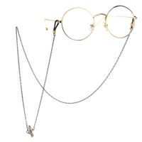 Black-colored metal non-slip chain, with flower grass, for glasses and masks GL091