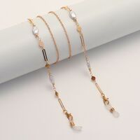 Металлическая нескользящая цепочка золотого цвета, с жемчужными овалами и металлическими дисками, для очков и масок GL1864