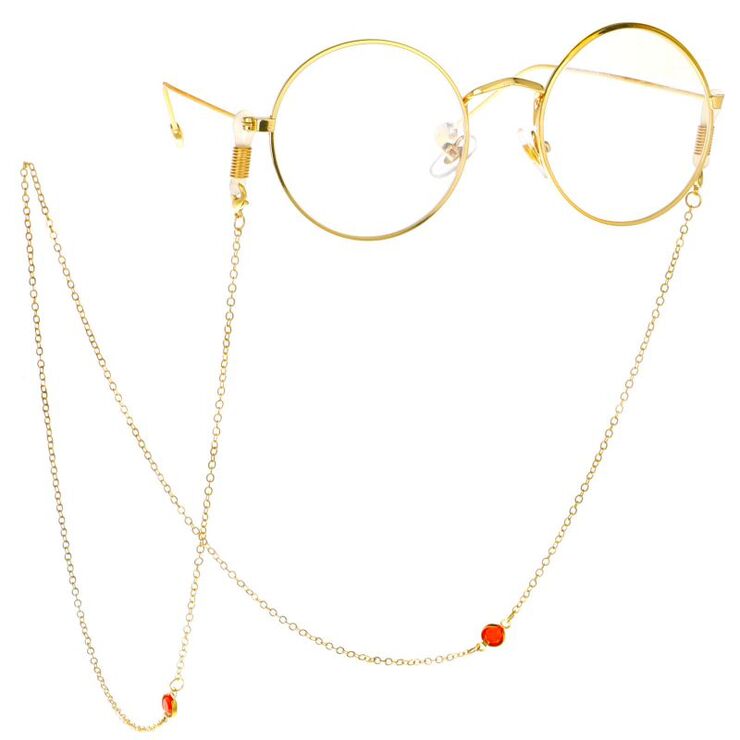 Gold-colored metal non-slip chain, with acrylic beads, for glasses and masks GL106