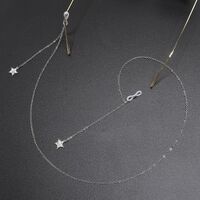 Metal non-slip chain, with pendant star with rhinestone, for glasses and masks GL407